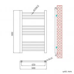 800 x 500 mm Chrome Straight Heated Bathroom Towel Radiator RRP ?113.30 OUR PRICE ONLY ?50.00