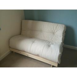 NEVER USED! Cream & Wooden Sofa Bed / Futon
