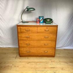 Large oak mid century Ministry of defence chest of drawers vintage