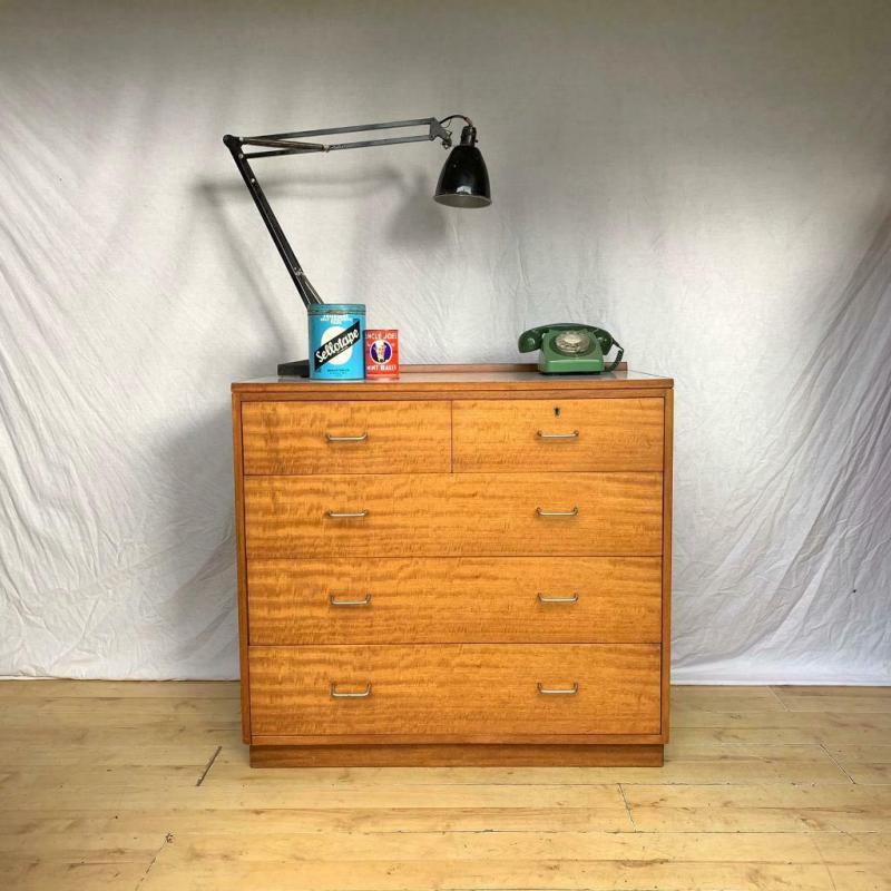 Large oak mid century Ministry of defence chest of drawers vintage