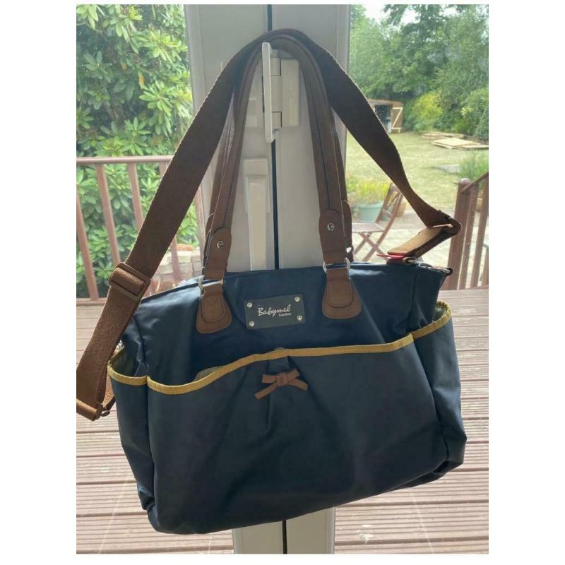 BabyMel Navy Blue And Tan changing bag Excellent Condition