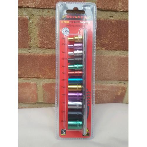 1/4" dr. multi-Coloured shallow socket set