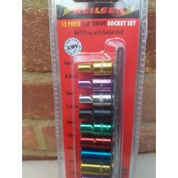 1/4" dr. multi-Coloured shallow socket set
