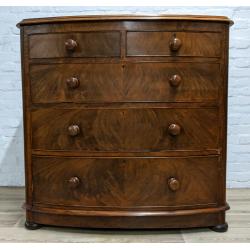 Victorian Walnut Bow Fronted Chest Of Drawers (DELIVERY AVAILABLE)