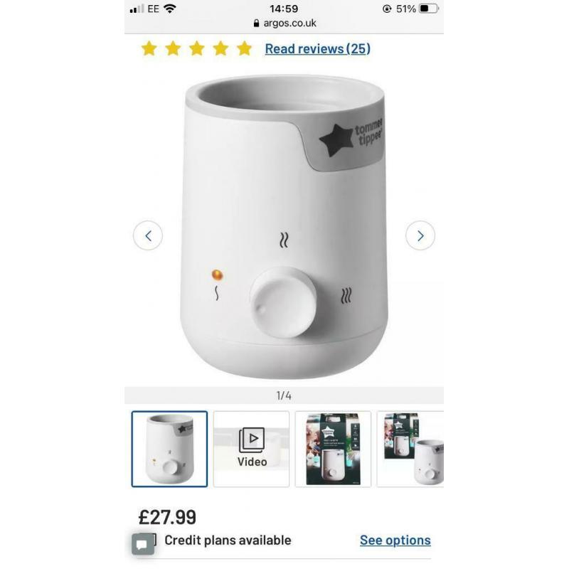 Tommee Tippee easi-warm bottle & food warmer. RRP ?25