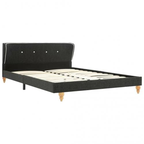 Bed Frame Dark Grey Burlap 135x190 cm-280698