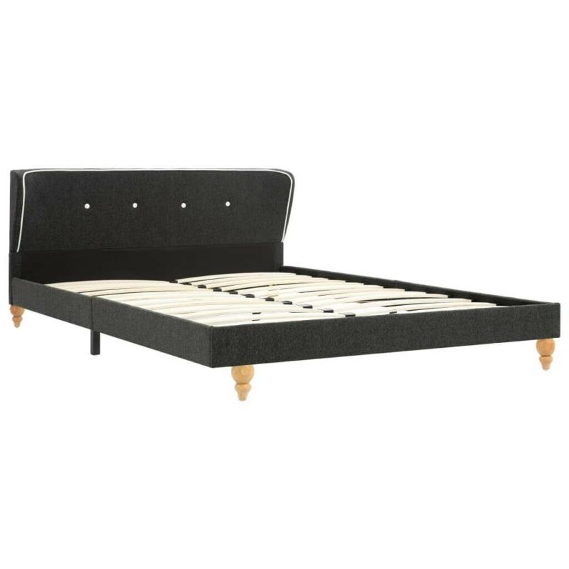 Bed Frame Dark Grey Burlap 135x190 cm-280698