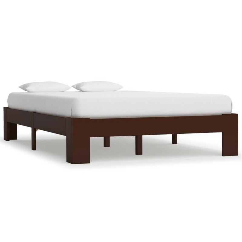 Bed Frame Dark Brown Solid Pine Wood 140x200 cm-283301
