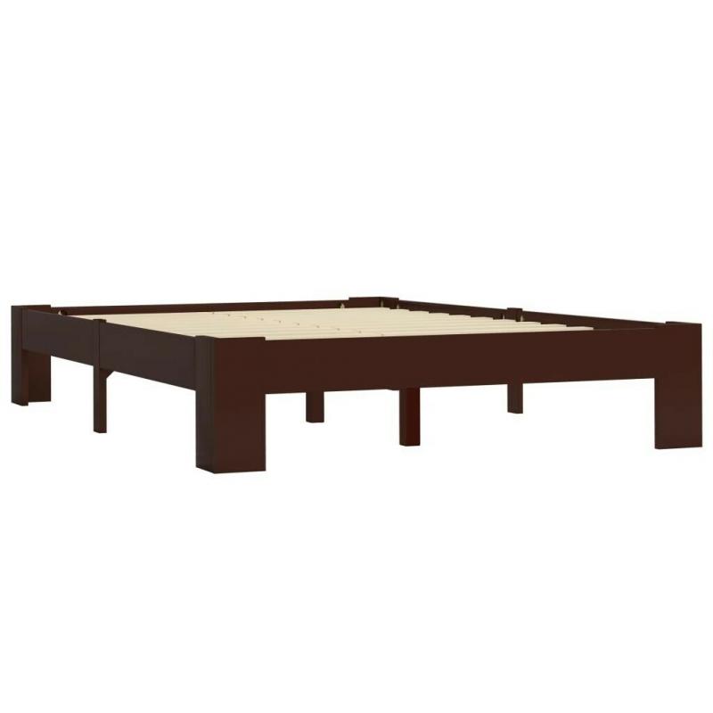 Bed Frame Dark Brown Solid Pine Wood 140x200 cm-283301