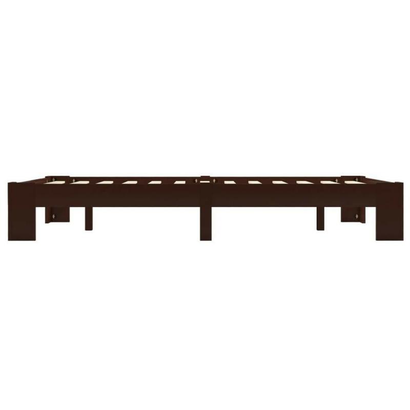 Bed Frame Dark Brown Solid Pine Wood 140x200 cm-283301