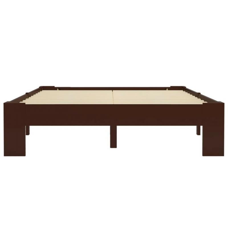 Bed Frame Dark Brown Solid Pine Wood 140x200 cm-283301
