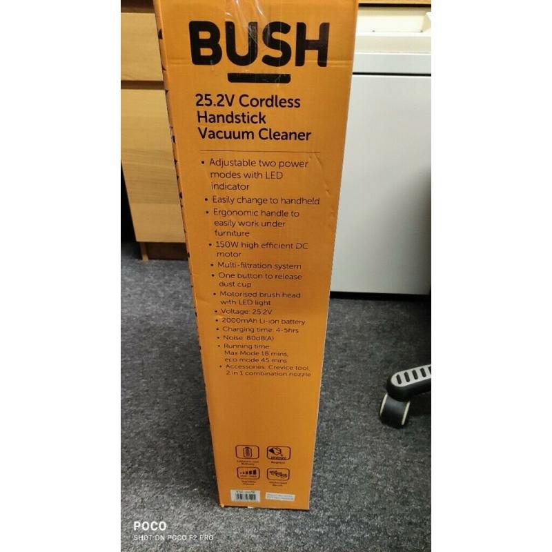 Bush Cordless Handstick Vacuum Cleaner 0.65L 25.2V - White