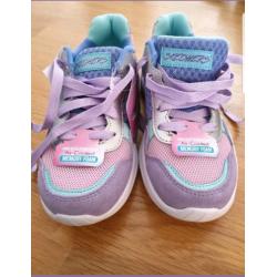 Skechers Girls UK 13 Air Cooled Memory Foam Trainers Purple, Pink, Gre