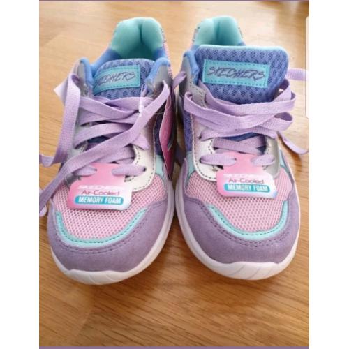 Skechers Girls UK 13 Air Cooled Memory Foam Trainers Purple, Pink, Gre