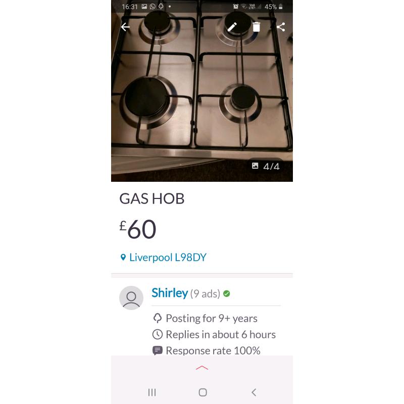gas hob very good condition