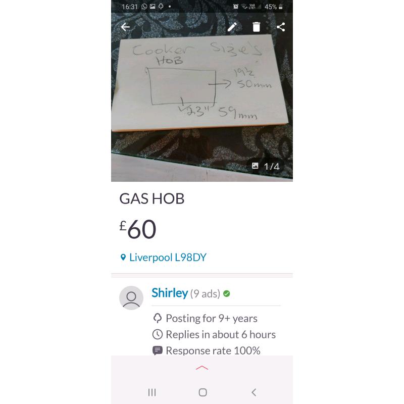 gas hob very good condition