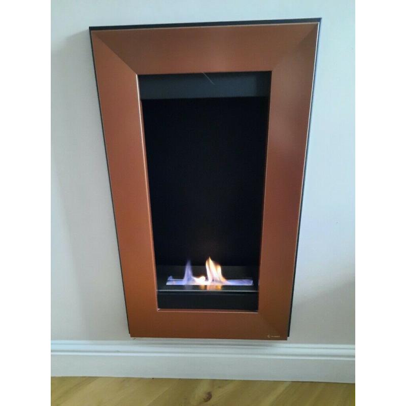 Bio-Ethanol Fuel Fireplace. Welton with Copper Frame. Wall Mounted Fire