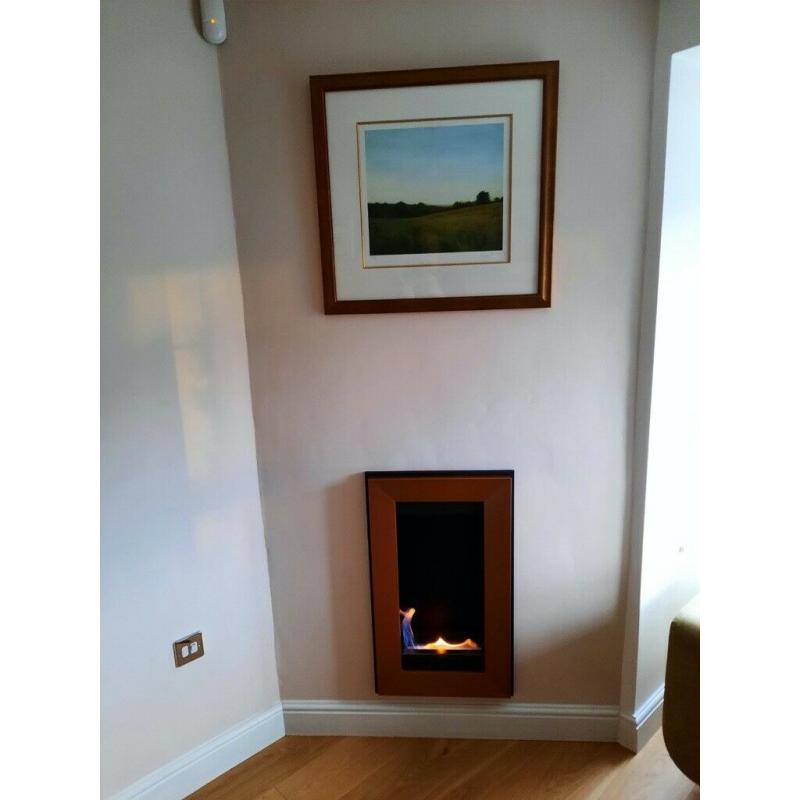 Bio-Ethanol Fuel Fireplace. Welton with Copper Frame. Wall Mounted Fire