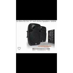 Pair of Ekho RS 15A 15? Active Speakers. As New. Used Once
