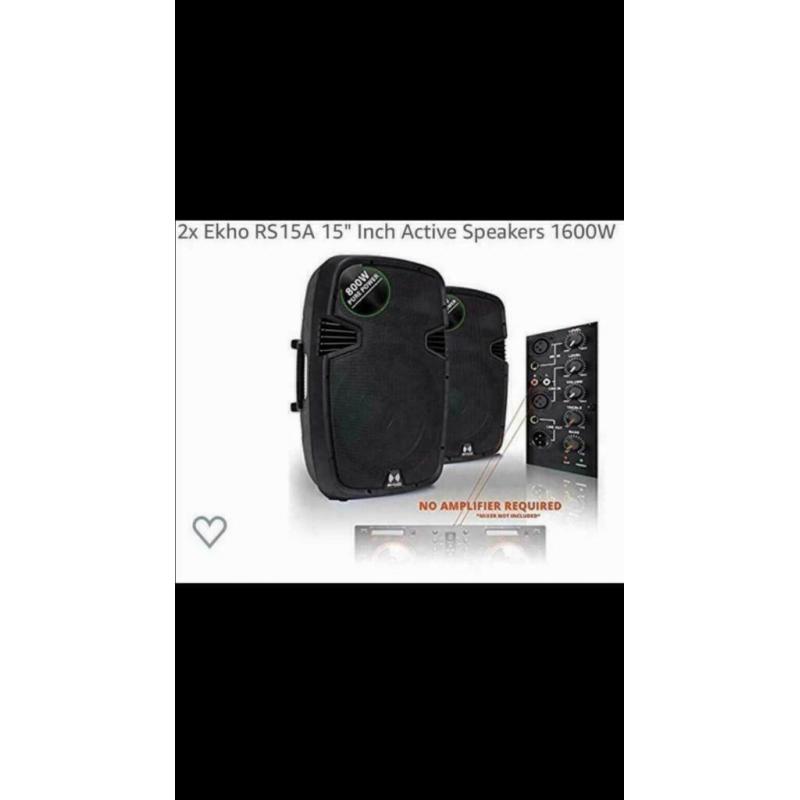 Pair of Ekho RS 15A 15? Active Speakers. As New. Used Once