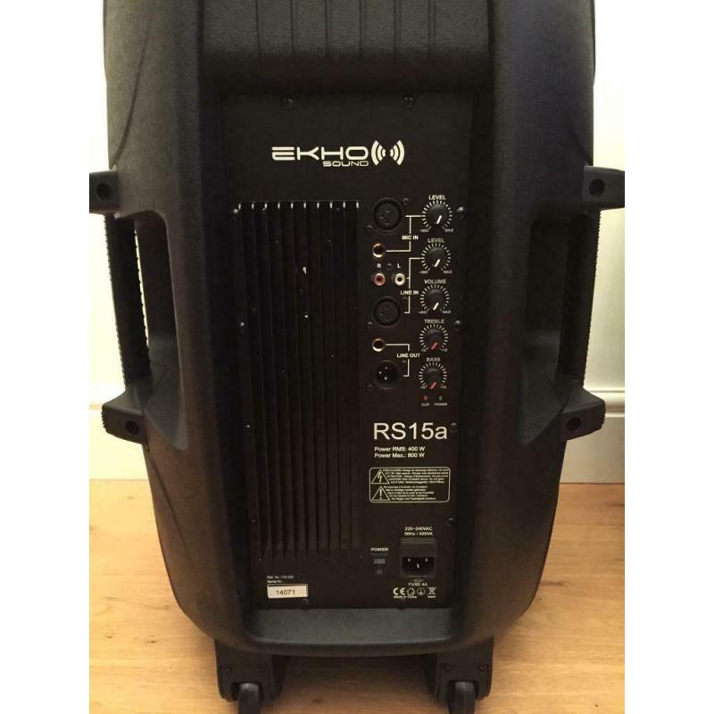 Pair of Ekho RS 15A 15? Active Speakers. As New. Used Once