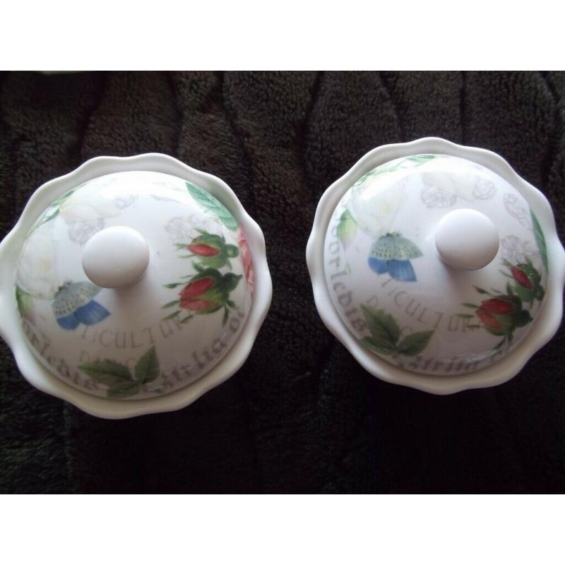 SALE Pair of Royal Worcester ?RHS Roses? lidded pots - perfect condition
