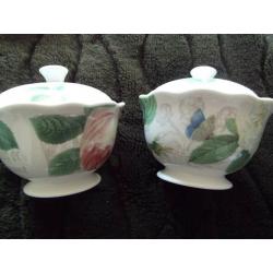 SALE Pair of Royal Worcester ?RHS Roses? lidded pots - perfect condition