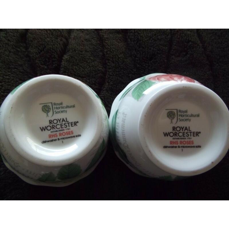 SALE Pair of Royal Worcester ?RHS Roses? lidded pots - perfect condition