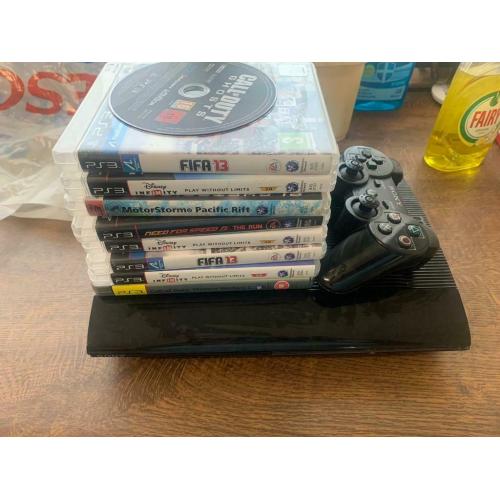 PS3 SUPER SLIM 500GB CONSOLE + 9 GAMES