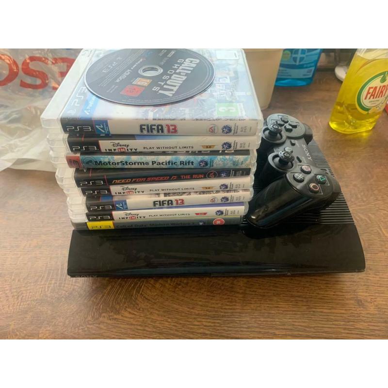 PS3 SUPER SLIM 500GB CONSOLE + 9 GAMES