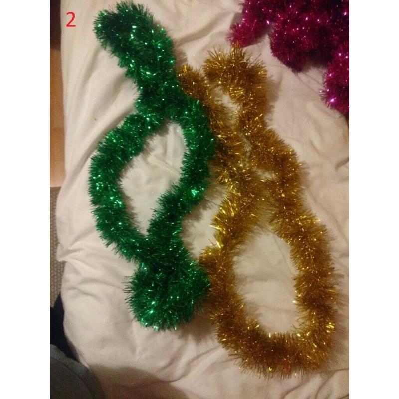 Various Christmas decorations Tinsel and other similar decorations
