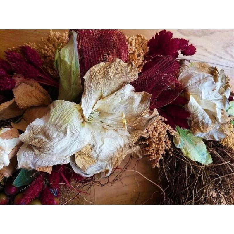 NEW CHRISTMAS WREATH CONTEMPORARY BESPOKE RUSTIC NATURAL FLORAL Red Ivory Green Gold Twig Berries