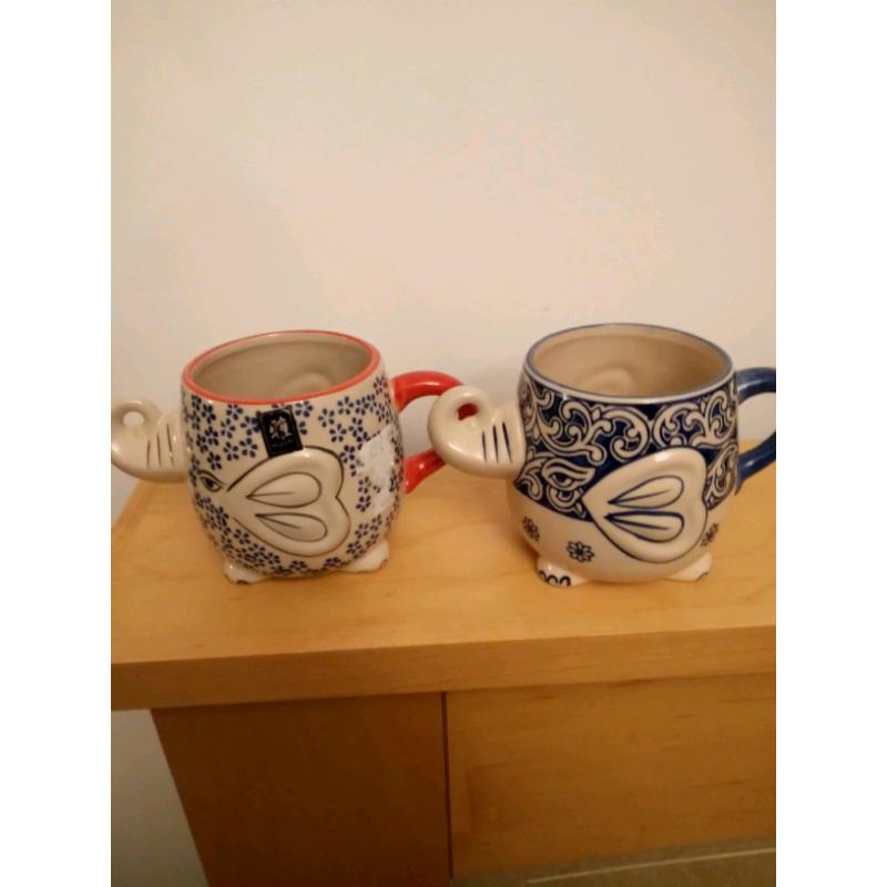 Pair of elephant mugs