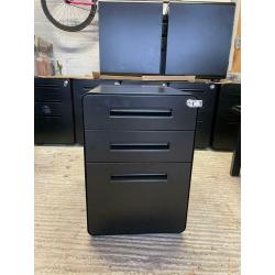 Home office desk lockable drawers pedestal black metal