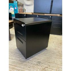 Home office desk lockable drawers pedestal black metal