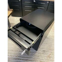Home office desk lockable drawers pedestal black metal