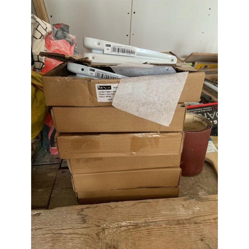 White shelving brackets