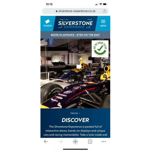 **THE SILVERSTONE EXPERIENCE - 2x adult tickets - ?25**