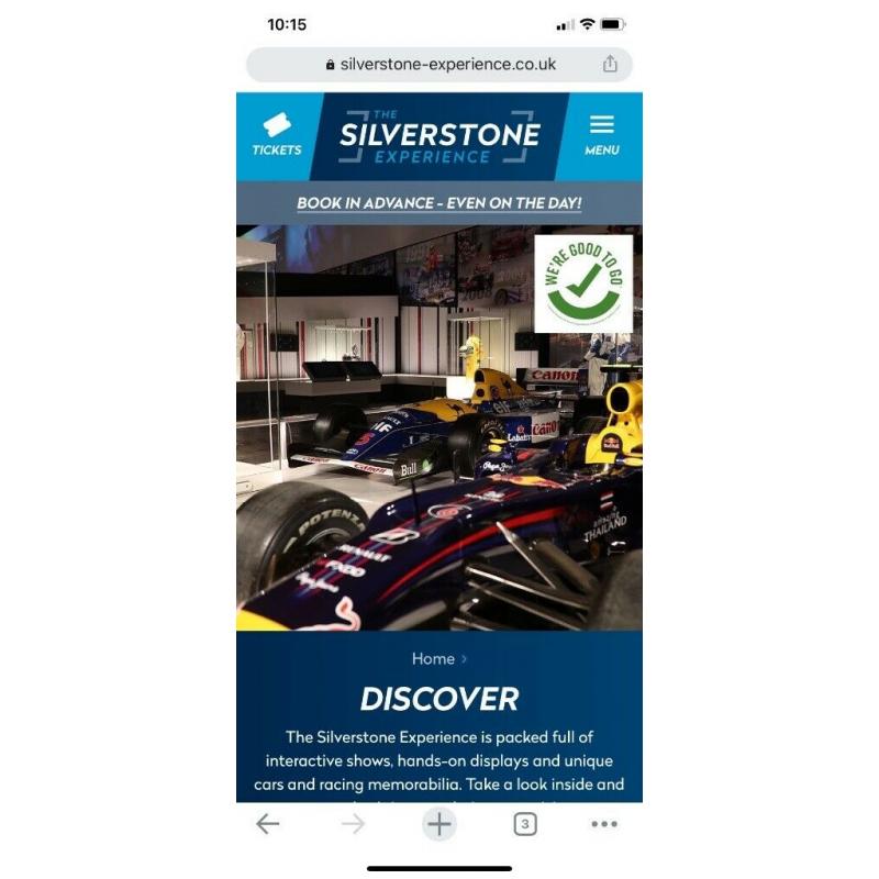 **THE SILVERSTONE EXPERIENCE - 2x adult tickets - ?25**