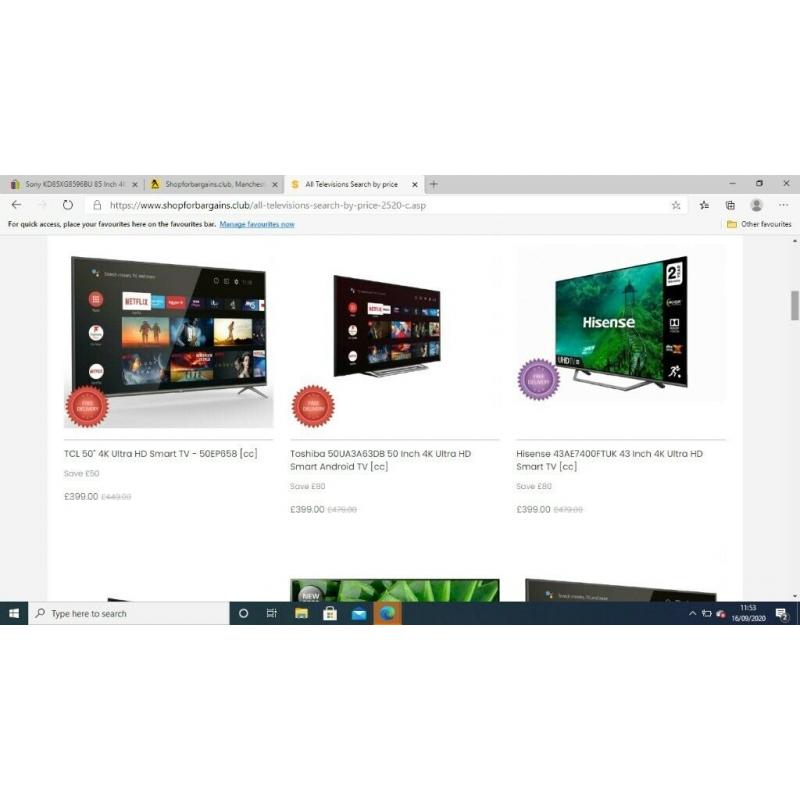 New Televisions 55 inch 4K UHD Smart LED TV - SALE ON ALL TV'S Deliver UK Only