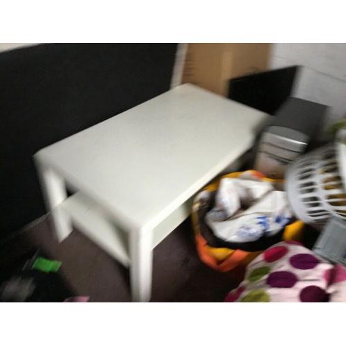 Free settee x 2 one cream colour one brown colour, white tv table, white coffee table