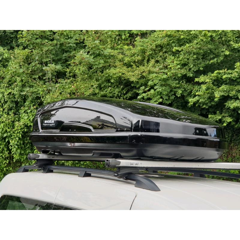 EXODUS ROOF BOX EXTRA LARGE 580L CARRIER BOX BLACK GLOSSY NOT THULE VGC (2)