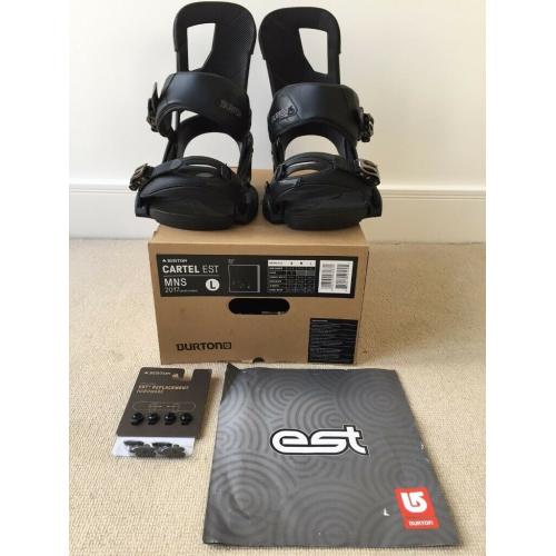 Burton Cartel EST Bindings Black, Size Large, Barely Used, Original Box & Manual