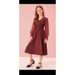 Brand New - Girls Burgundy Coat and Burgundy dress - Size 8yr