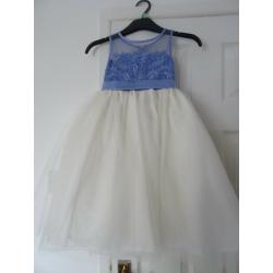 lovely white and blue bridesmaid dress-age 3