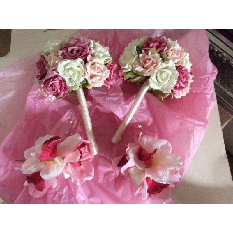 Pink /ivory wedding flowers