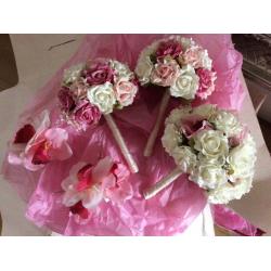Pink /ivory wedding flowers