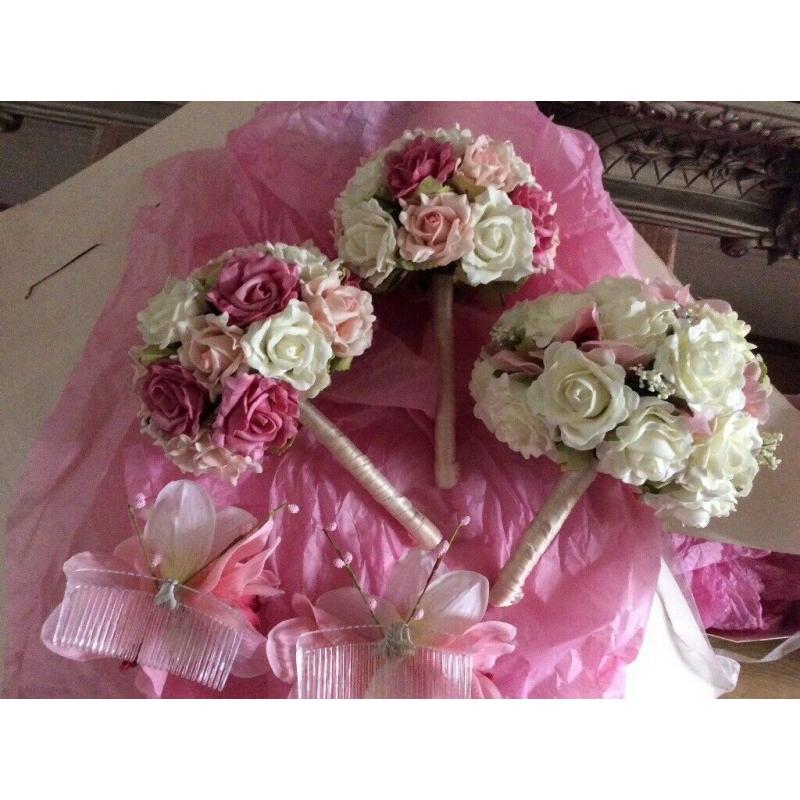Pink /ivory wedding flowers