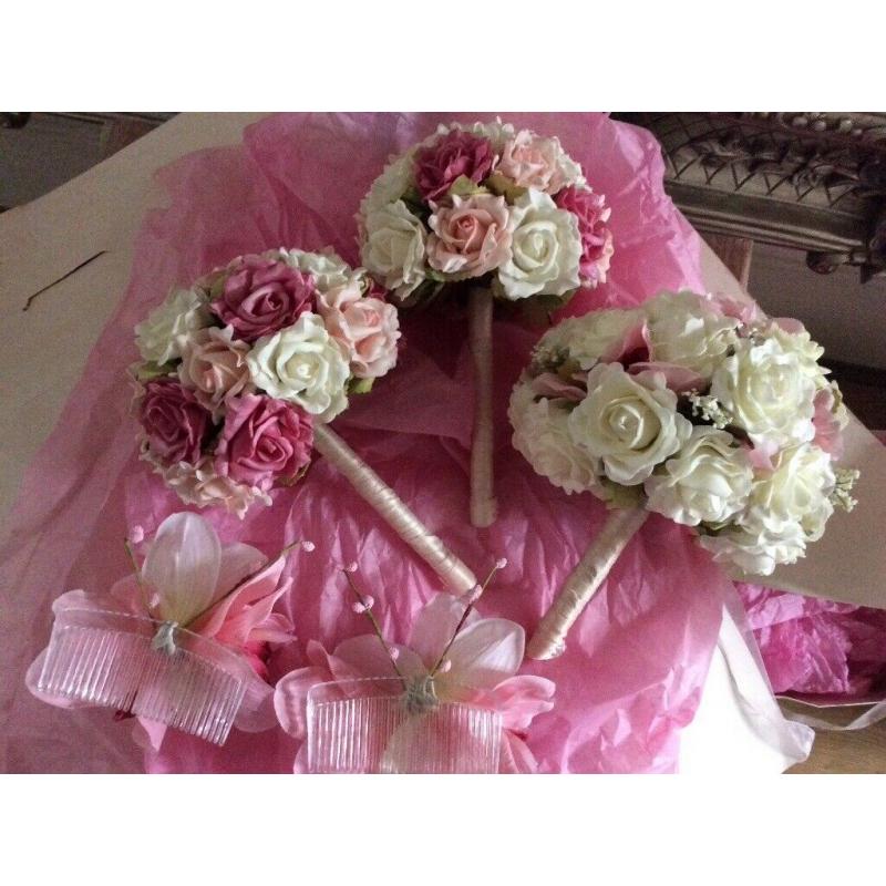 Pink /ivory wedding flowers