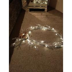 Next Silver glitter and bead garland
